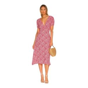 Faithful the Brand Raphaela Midi Dress Almona Floral Print USA 6 Medium